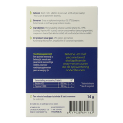 Vitakruid Betaine HCL 650mg & pepsine 160mg testkit 10 Tabletten