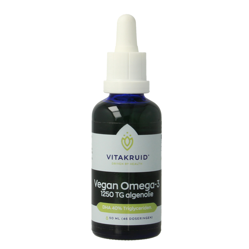 Vitakruid Vegan Omega 3 algenolie 1250 tryglyceriden 500 DHA 50.00 Milliliter
