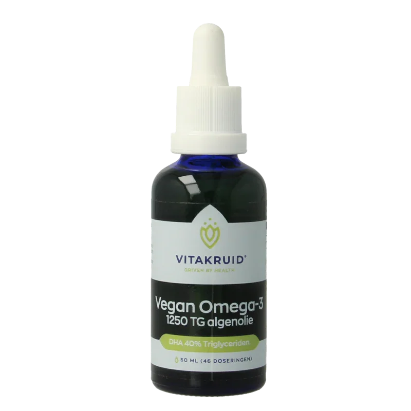 Vitakruid Vegan Omega 3 algenolie 1250 tryglyceriden 500 DHA 50 Milliliter