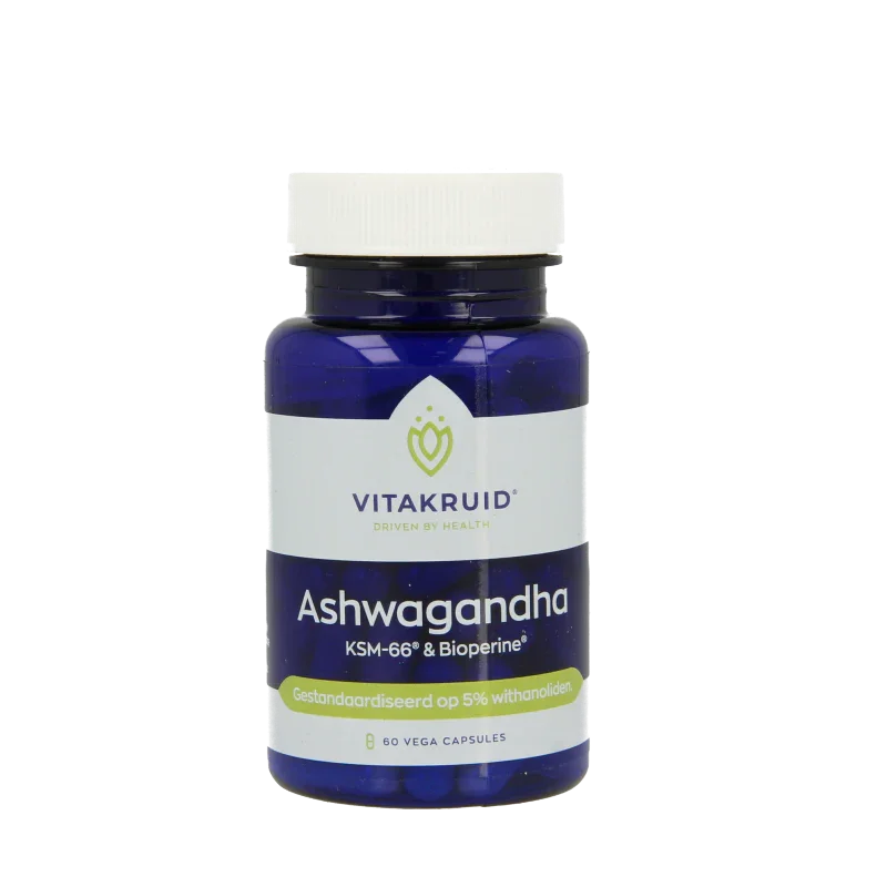 Vitakruid Ashwagandha 5% withanoliden KSM-66 & Bioperine 60 Vegetarische capsules