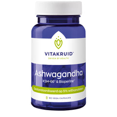 Vitakruid Ashwagandha 5% withanoliden KSM-66 & Bioperine 60 Vegetarische capsules