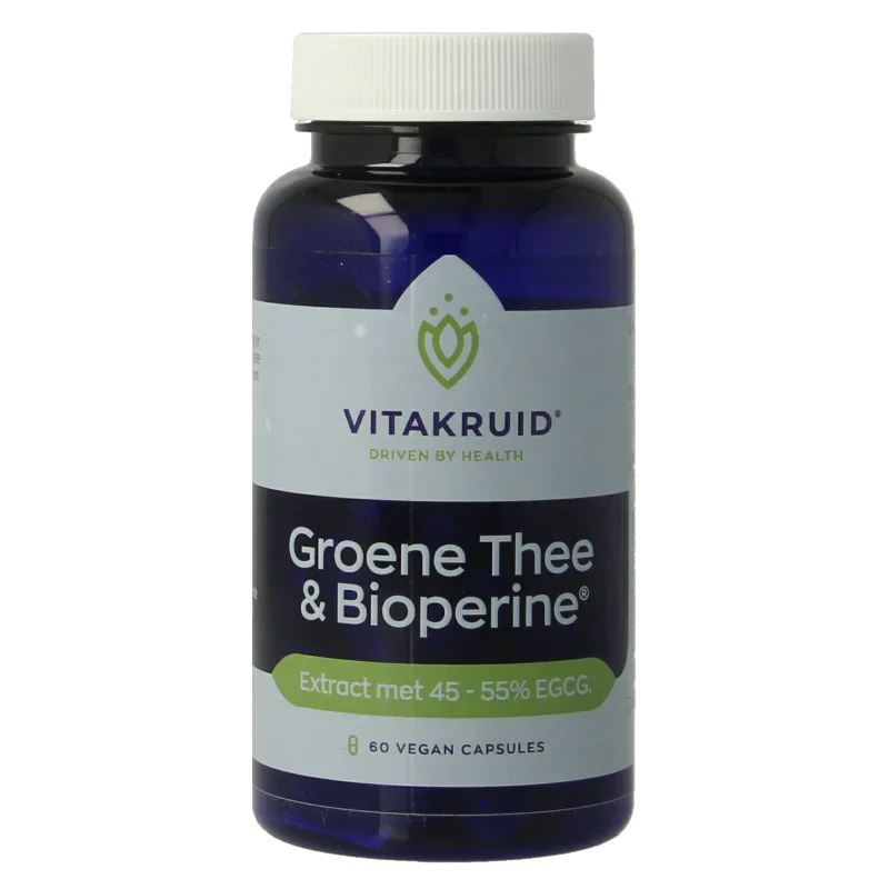 Vitakruid Groene Thee & Bioperine >50% EGCG >80% catechines 60 Vegetarische capsules