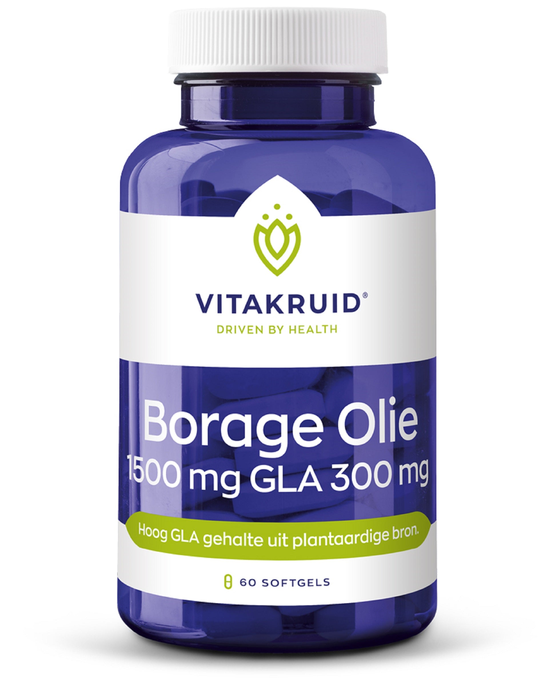 Vitakruid Borage Olie 1500mg GLA 300mg uit plantaardige bron 60.00 Softgels