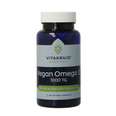 Vitakruid Vegan omega 3 1000 triglyceriden 300 DHA 100 EPA 60 Softgels