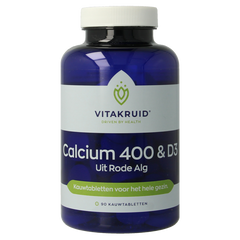 Vitakruid Calcium 400 & D3 uit duurzame Rode Alg Aquamin TG 90 Kauwtabletten