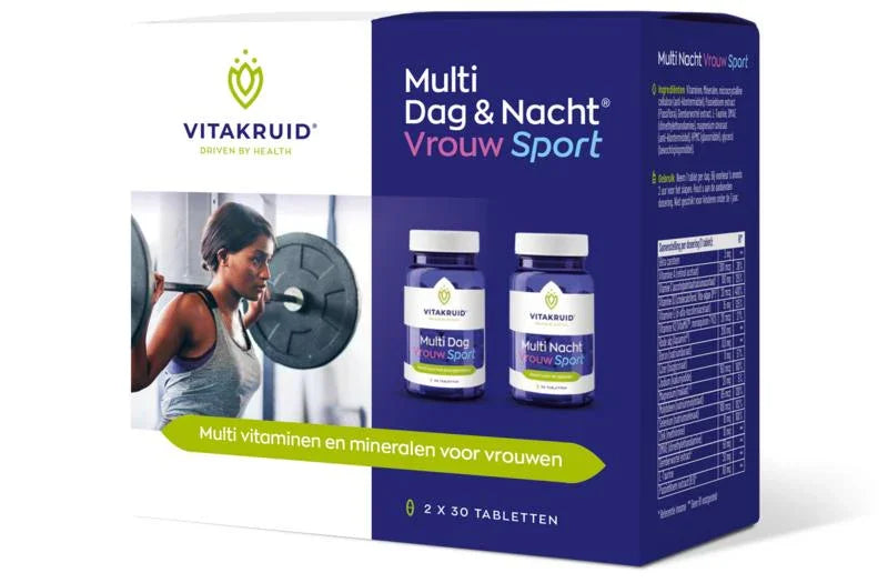Vitakruid Multi Dag & Nacht Vrouw Sport 100% Vegan 2 x 30 60 Tabletten