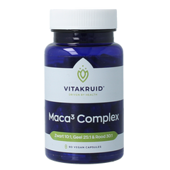 Vitakruid Maca3 complex zwart 10:1, geel 25:1 & rood 30:1 90.00 Vegetarische capsules