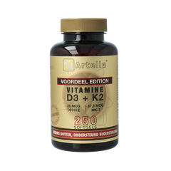 Artelle Vitamine D3 25mcg + K2 37,5 mcg MK-7 250.00 Softgels