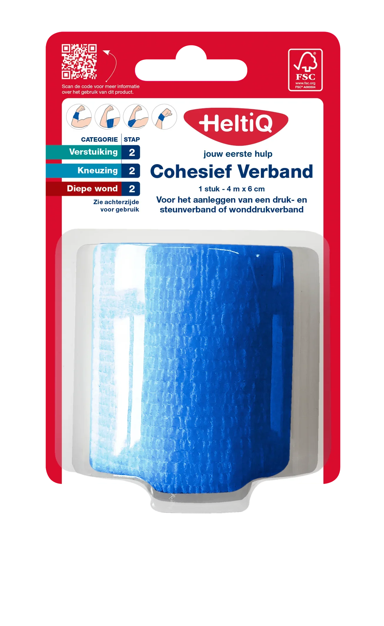Heltiq Cohesief verband 4m x 6cm 1 Stuks