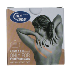 Cure Tape Kinesiotape 2.5cm x 5mtr beige 2 Stuks