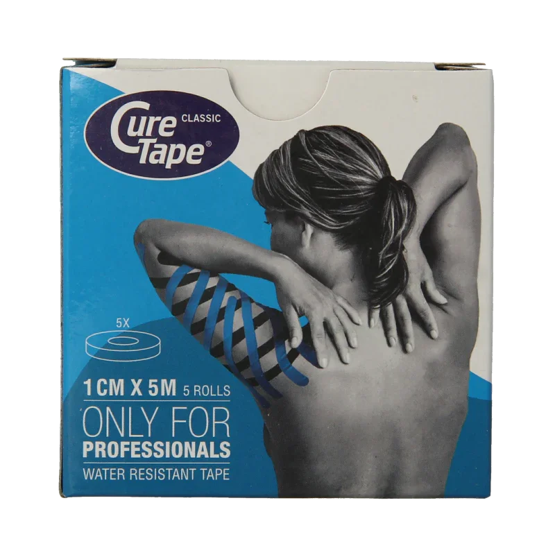 Cure Tape Kinesiotape blauw 1cm x 5m 5 Stuks