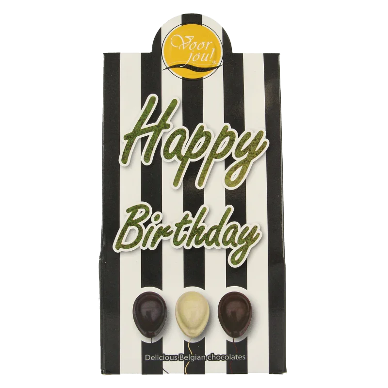 Voor Jou! Cadeau doos black & white happy birthday 100 Gram