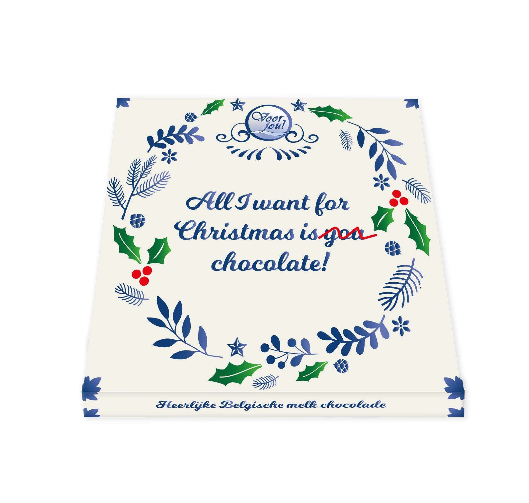 Voor Jou! Wensreep Delftsblauw Kerst all I want 90 Gram