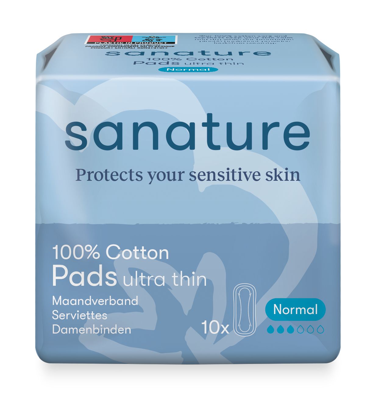 Sanature Maandverband ultra normaal 100% katoen 10.00 Stuks
