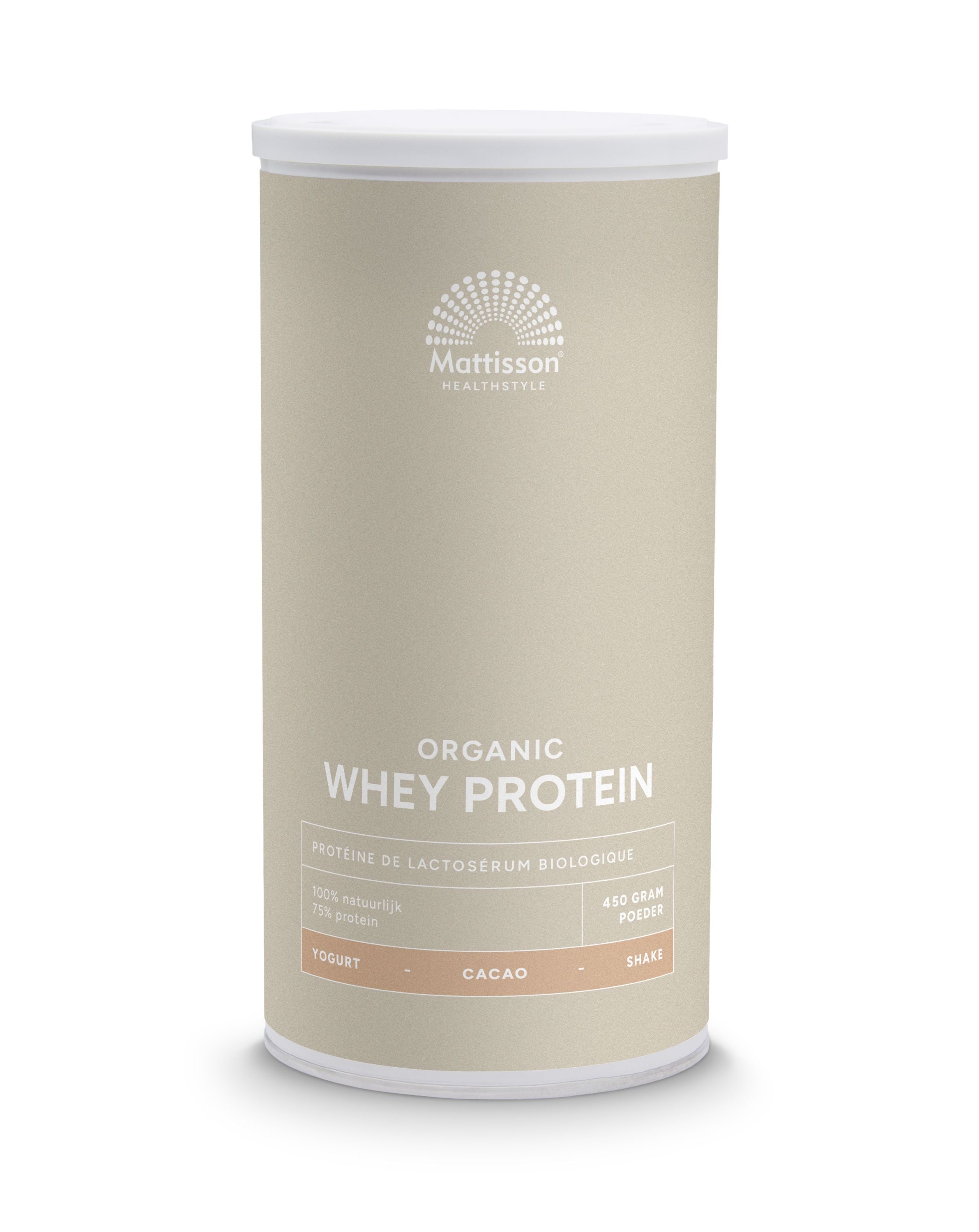 Mattisson Wei whey proteine cacao 75% bio 450 Gram