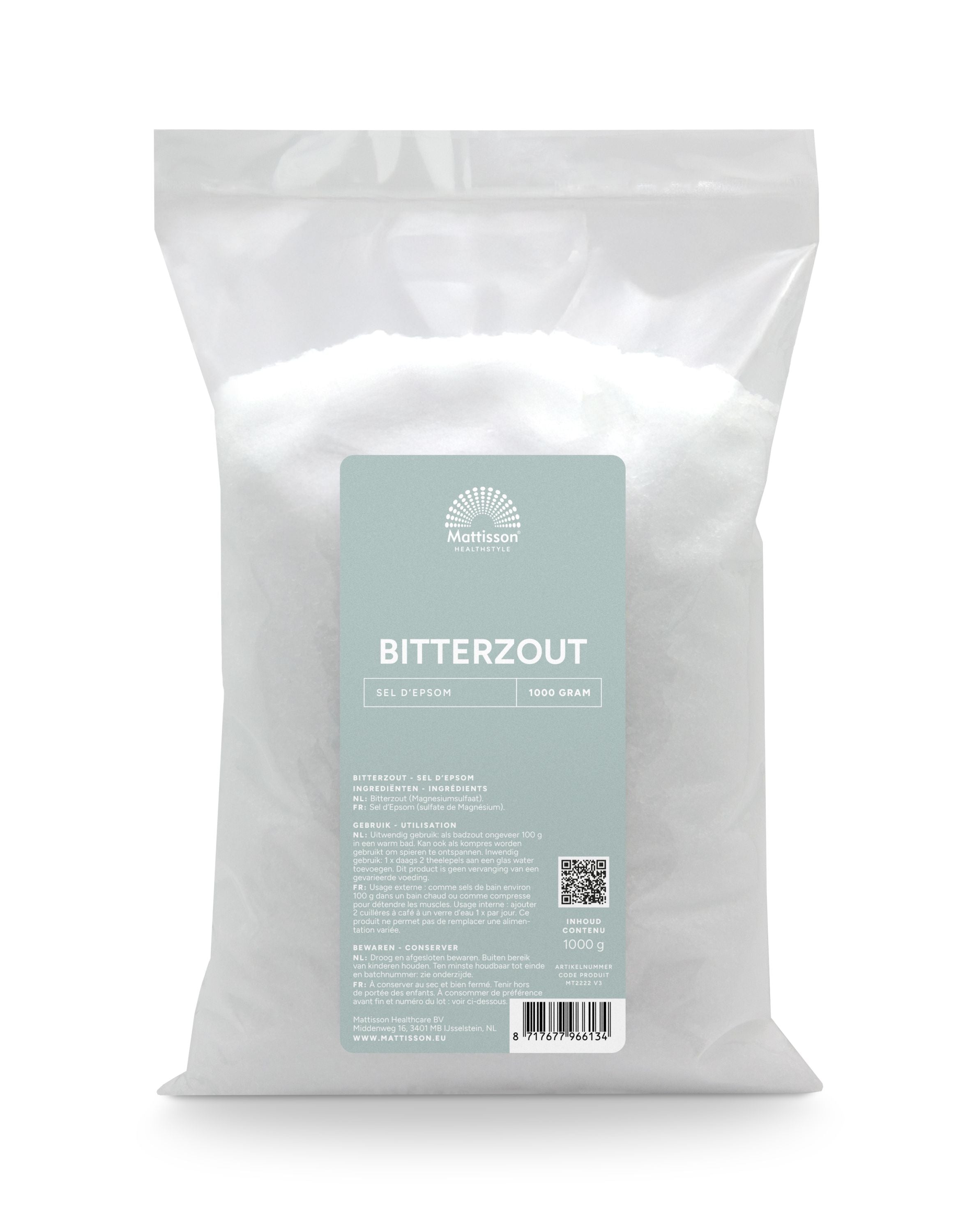 Mattisson Bitterzout epsom zout magnesiumsulfaat 1 Kilogram