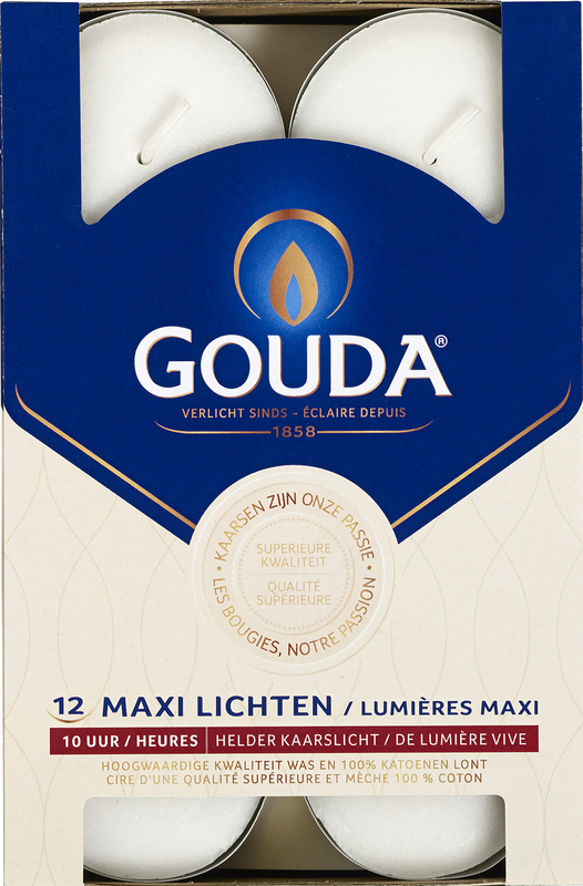 Gouda Maxi waxinelicht 10 uur wit 12 Stuks