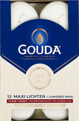 Gouda Maxi waxinelicht 10 uur wit 12 Stuks