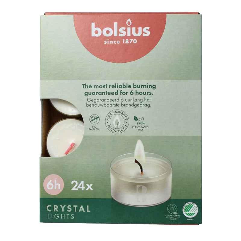 Bolsius Crystal Lights 6 uur doos 24 Stuks