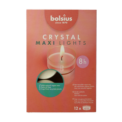 Bolsius Crystal maxi lights 8 uur doos 12 Stuks