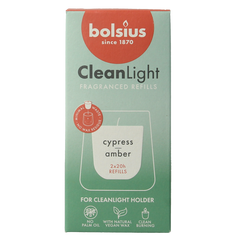 Bolsius Clean Light navulling cypress / Amber 2 Stuks