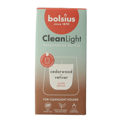 Bolsius Clean Light navulling 2 pack Cedarwood / Vertiver 212 Gram