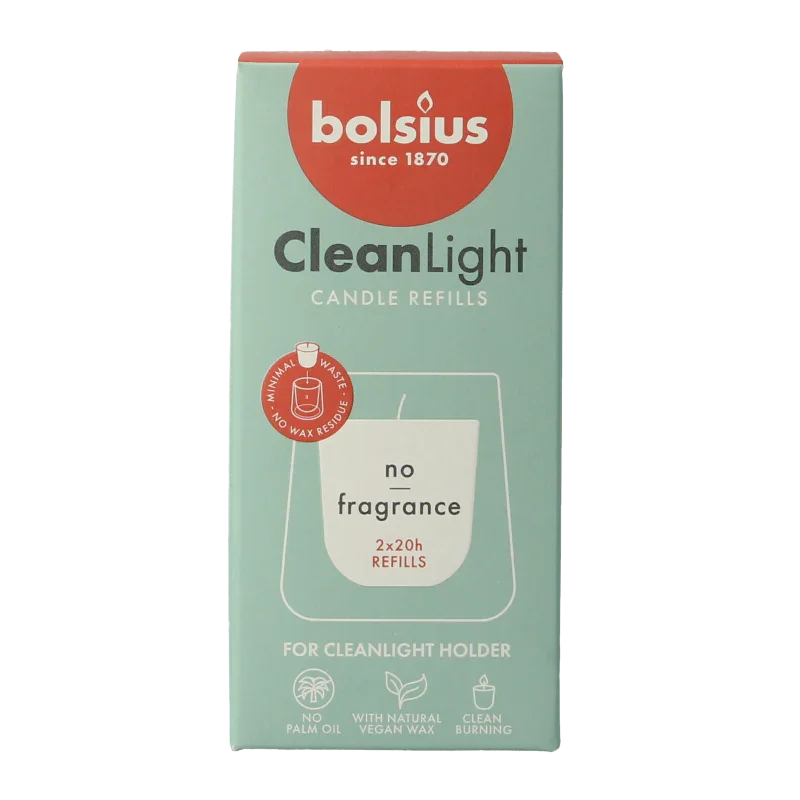 Bolsius Clean Light navulling geurloos 2 Stuks