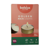 Bolsius Maxi lichten 10uur wit met gouden cup 12 Stuks