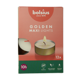 Bolsius Maxi lichten 10uur wit met gouden cup 12.00 Stuks