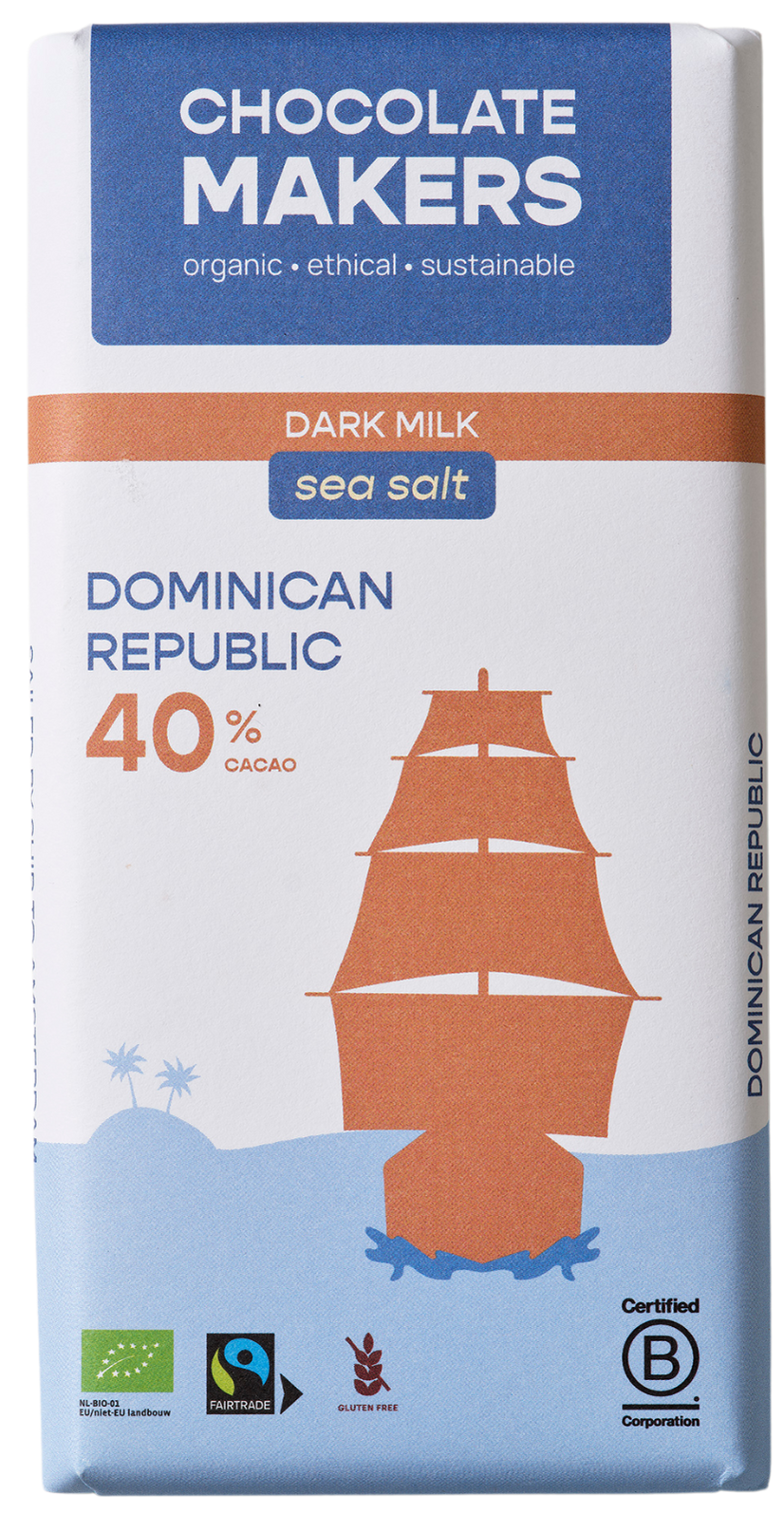 Chocolatemakers Reep tres hombres 40% melk zeezout fairtrade bio 80.00 Gram