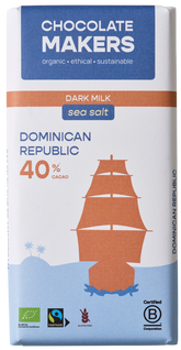 Chocolatemakers Reep tres hombres 40% melk zeezout fairtrade bio 80.00 Gram