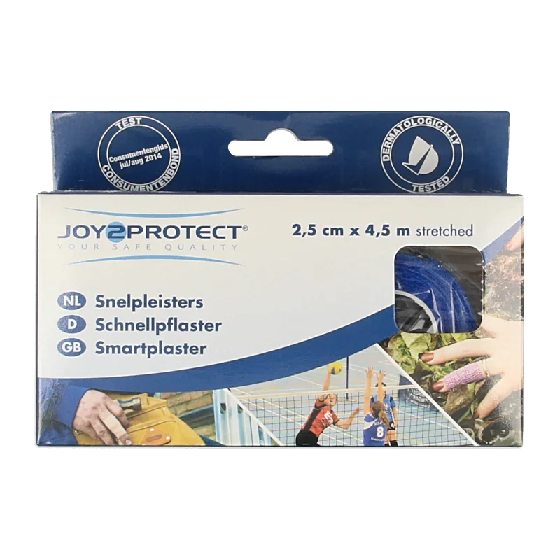 Joy2protect Snelpleisters blauw 2.5cm x 4.5m 2 Rol