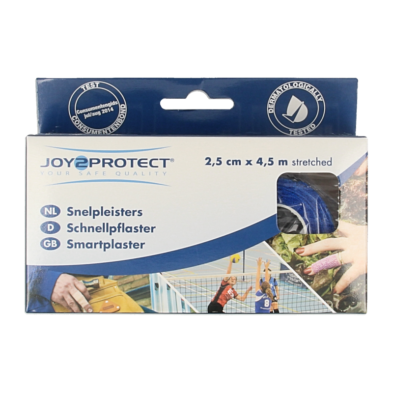 Joy2protect Snelpleisters blauw 2.5cm x 4.5m 2 Rol
