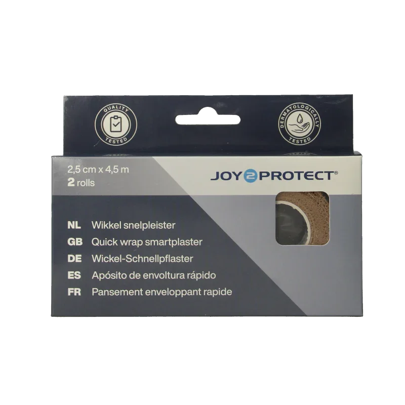 Joy2protect Snelpleisters huidskleur 2.5cm x 4.5m 2 Rol