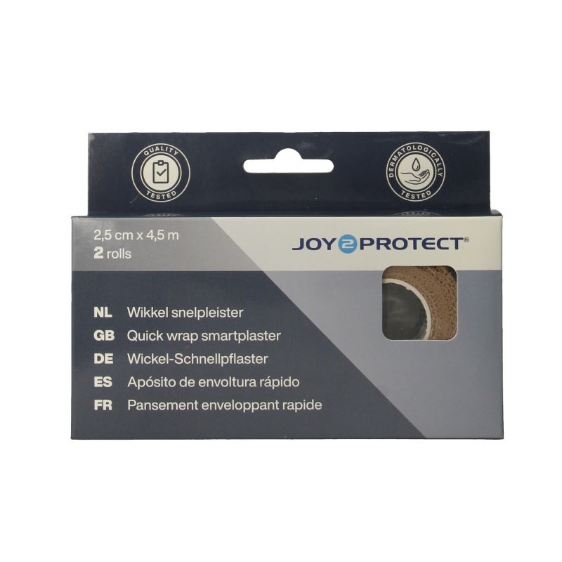 Joy2protect Snelpleisters huidskleur 2.5cm x 4.5m 2 Rol