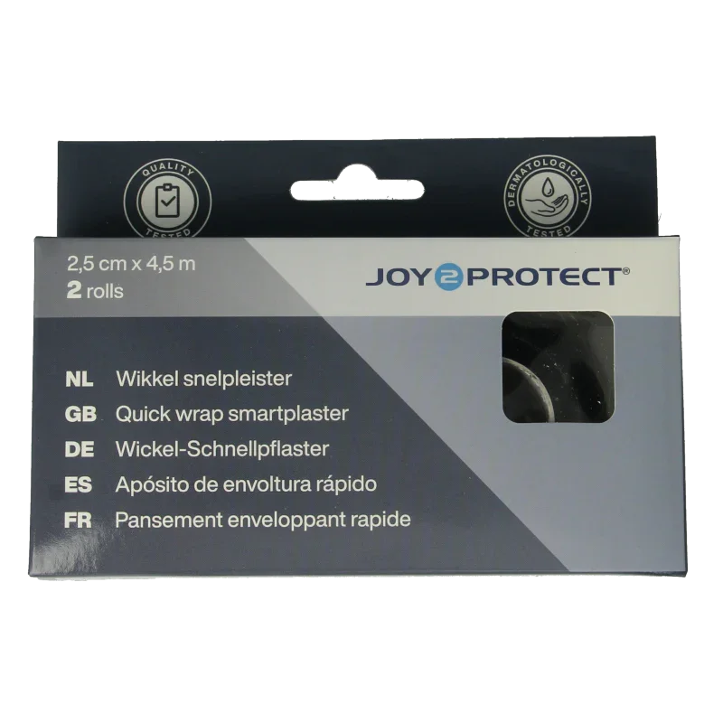 Joy2protect Wikkel snelpleister 2.5 cm x 4.5 m 2 Rol