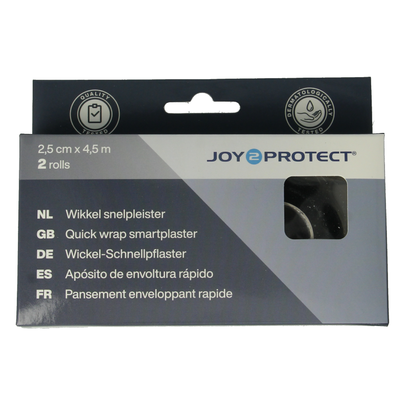 Joy2protect Wikkel snelpleister 2.5 cm x 4.5 m 2 Rol