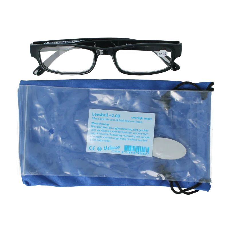 Melleson Overkijk leesbril zwart +2.00 1 Stuks