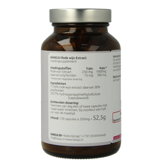 Hanoju Rode wijn extract 250mg 150.00 Vegetarische capsules