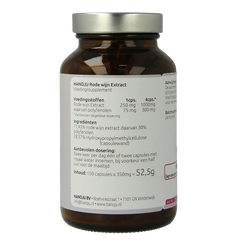 Hanoju Rode wijn extract 250mg 150 Vegetarische capsules