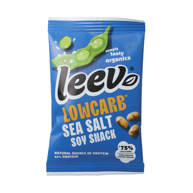 Leev Bio lowcarb snack soyabonen met zeezout 45.00 Gram