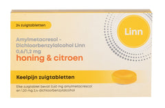 Linn Keelpijn honing & citroen 24 Zuigtabletten