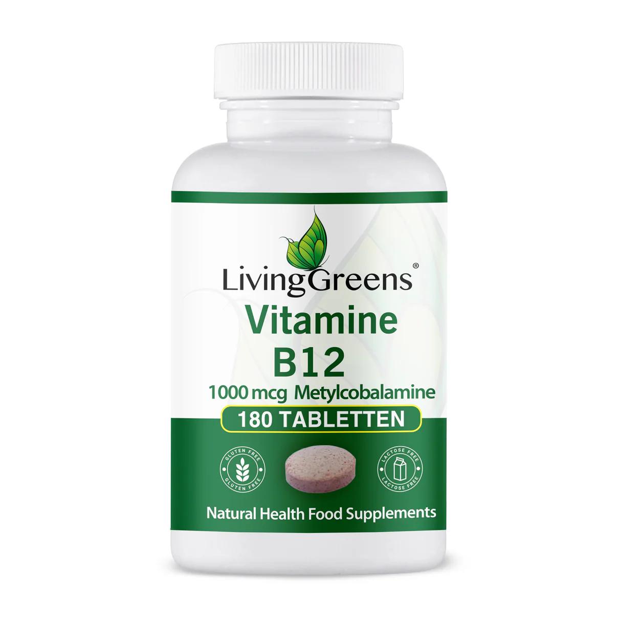 Livinggreens Vitamine B12 methylcobalamine 1000mcg 180 Tabletten