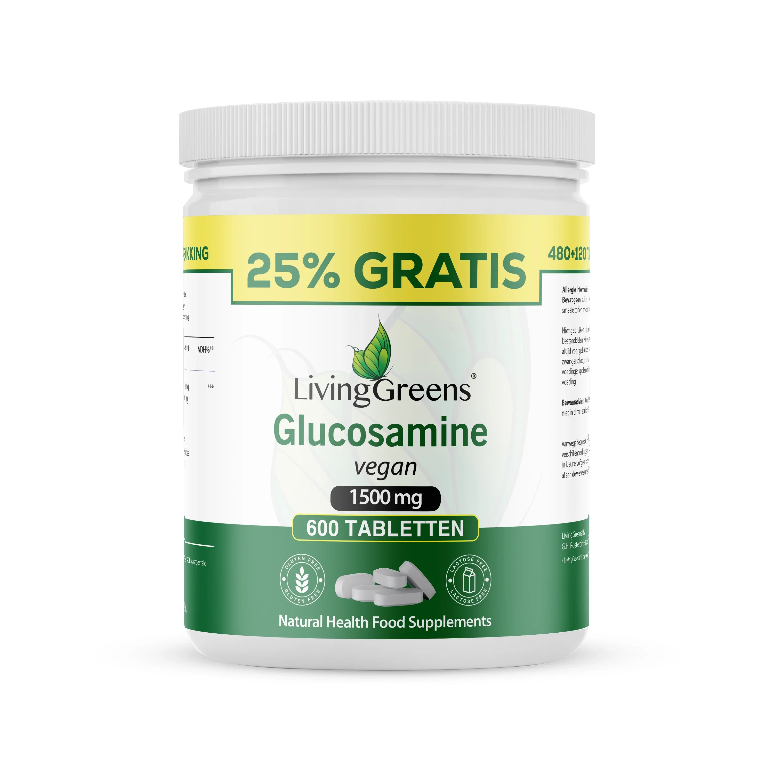 Livinggreens Glucosamine vegan voordeelverpakking 600 Tabletten