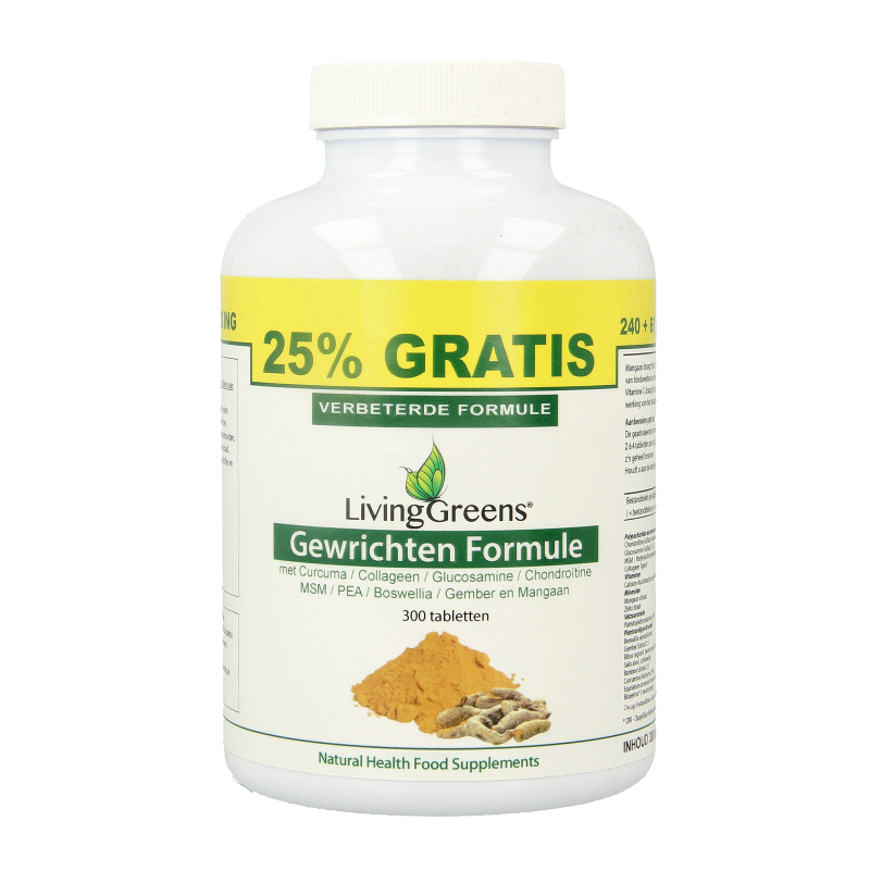 Livinggreens Gewrichten formule curcuma & collageen complex 300 Tabletten