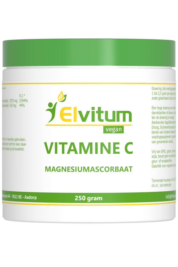 Elvitum Vitamine C poeder magnesiumascorbaat 250.00 Gram