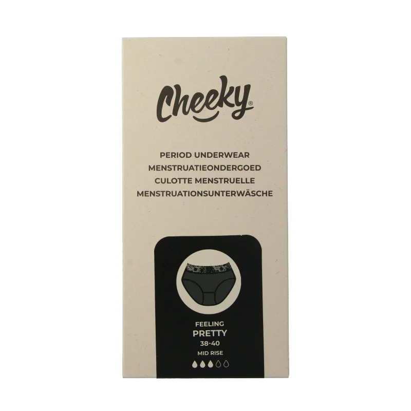Cheeky Wipes Menstruatie ondergoed Feeling Pretty zw maat 38-40 1.00 Stuks