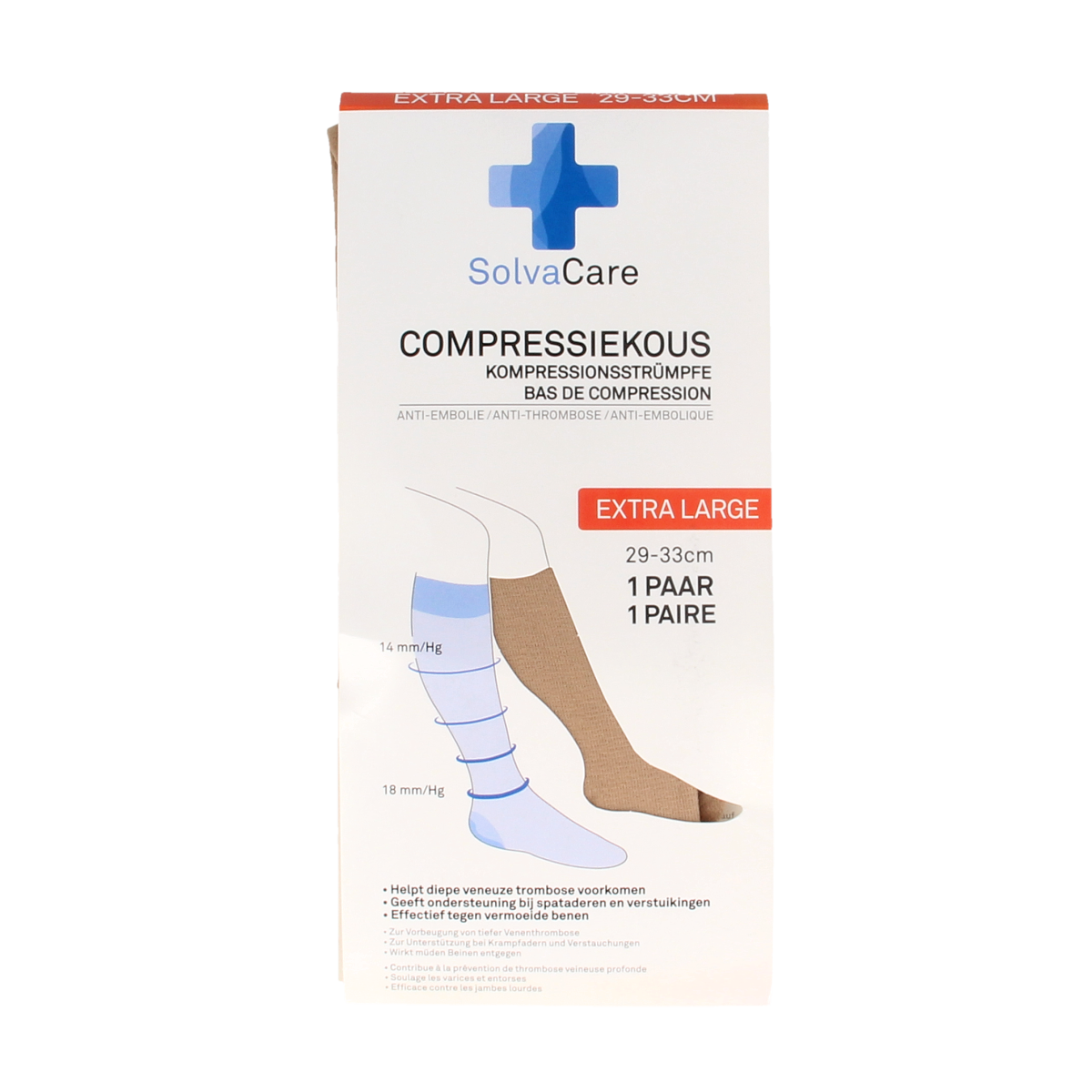 Solvacare Compressiekous beige XL 29 - 33 cm 1.00 Paar