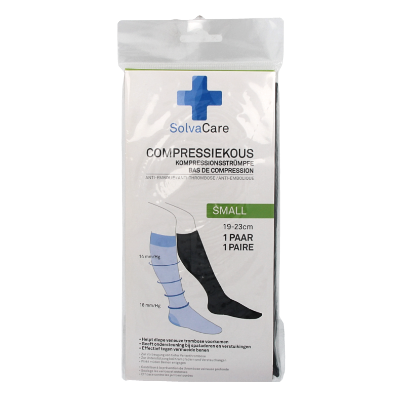 Solvacare Compressiekous zwart S 19 - 23 cm 1.00 Paar