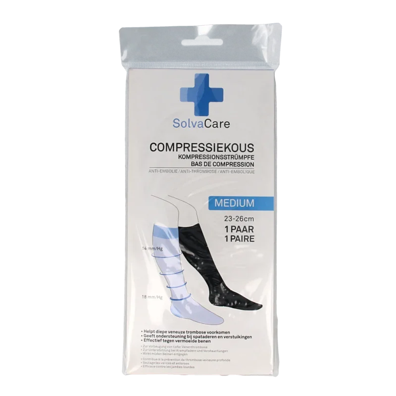 Solvacare Compressiekous zwart M 23 - 26 cm 1 Paar